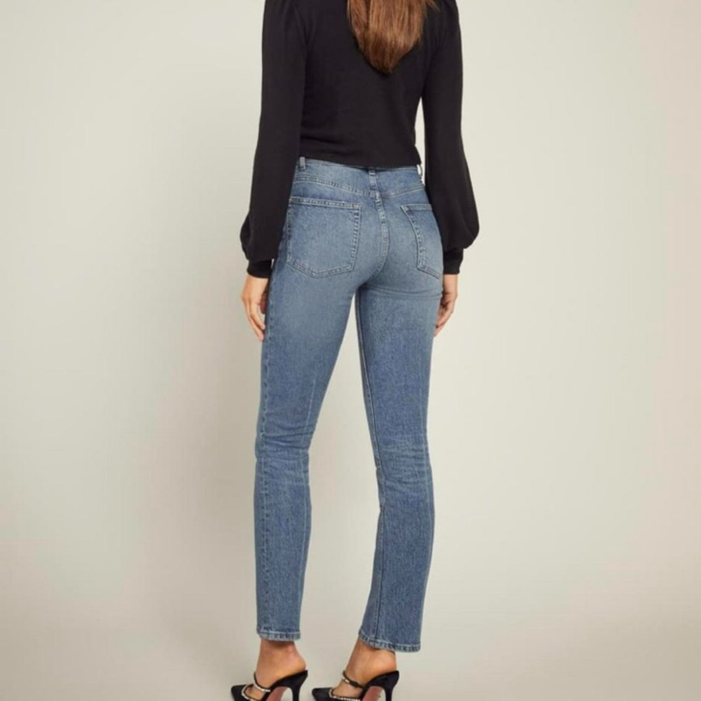 Reformation Liz Button Fly High Rise Straight Jeans - Size 25 - Picture 2 of 8